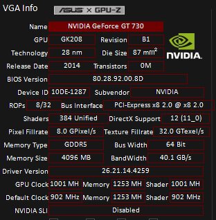 NVIDIA GeForce GT 730 / 4GB