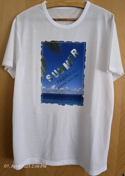 T-Shirt mit Sublimations Aufdruck Größe L - Summer Tropical Beach Feeling