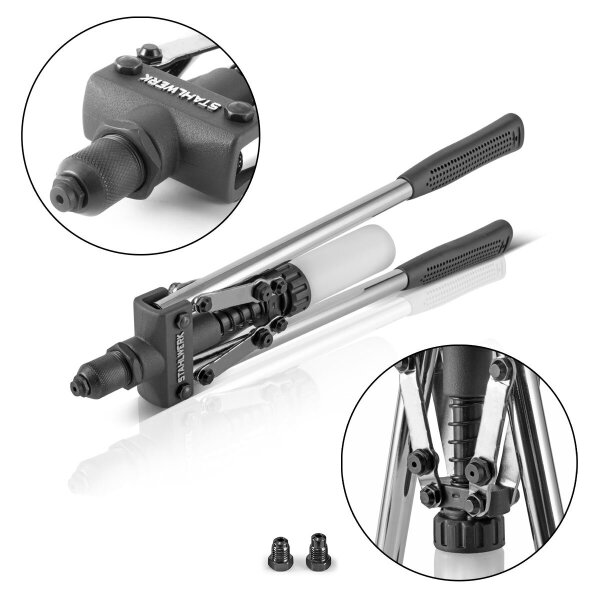 STAHLWERK Robuste Profi-Hebelnietzange und Spanndornzange